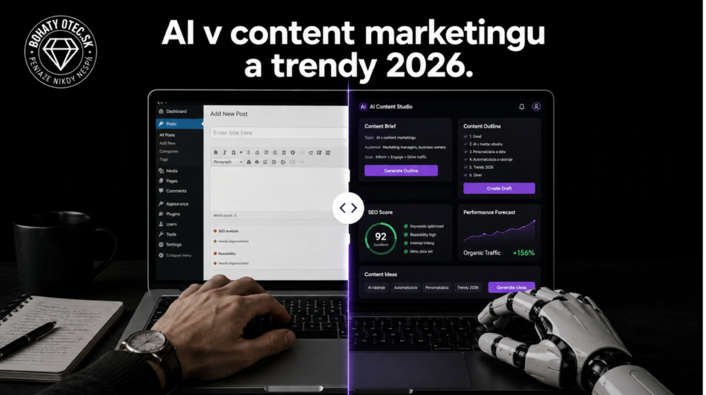 AI v content marketingu a trendy 2026 s porovnaním ľudskej práce a umelej inteligencie