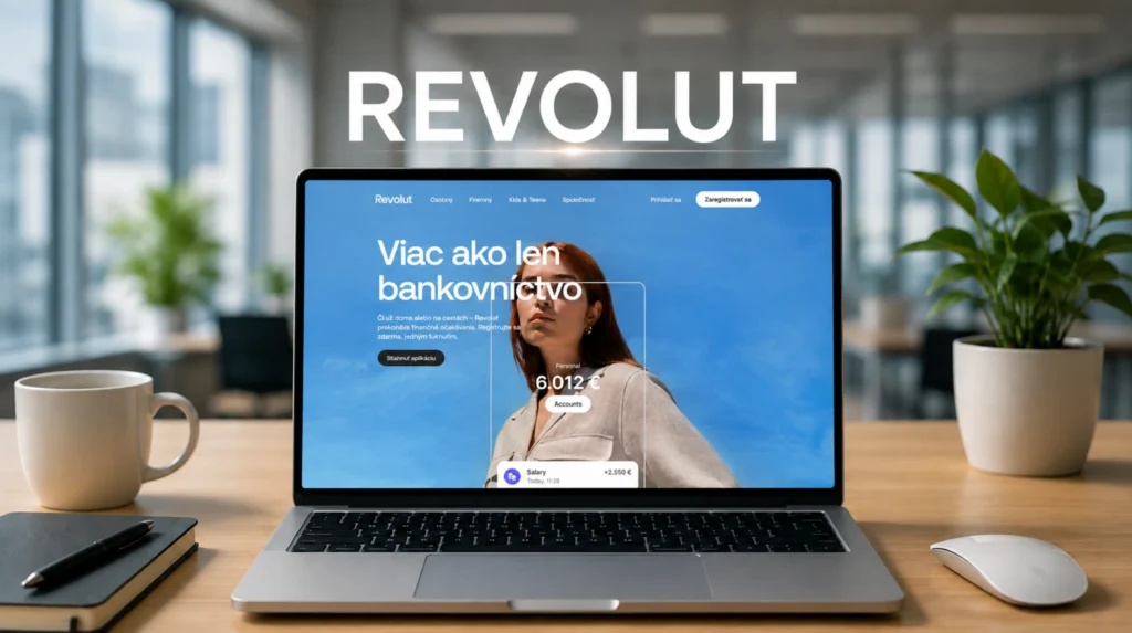 Revolut investovanie cez aplikáciu zobrazené na notebooku